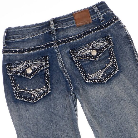 Maurices Jeans Junior Womens 3/4 Bootcut Embellished Blue Denim Stretch 26 x 31 - Picture 4 of 10